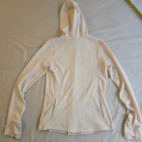 Fabletics Tech Knit Bone White Full Zip Hoodie - Picture 11 of 12